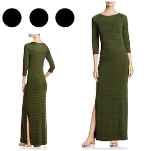 Maxi green knit dress with black stripe. NWOT